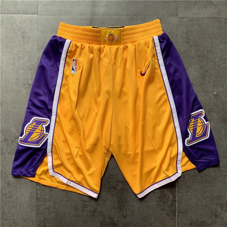 Cheap Men NBA Los Angeles Lakers yellow Nike Shorts 04161